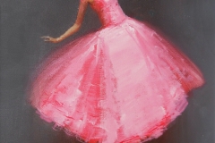 Ballerina in pink. Painting oil on canvas.