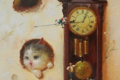 Clock. Painting oil on canvas.