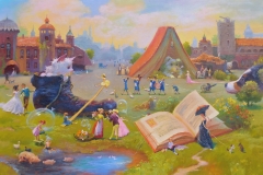 Fairy tale city. Painting oil on canvas.